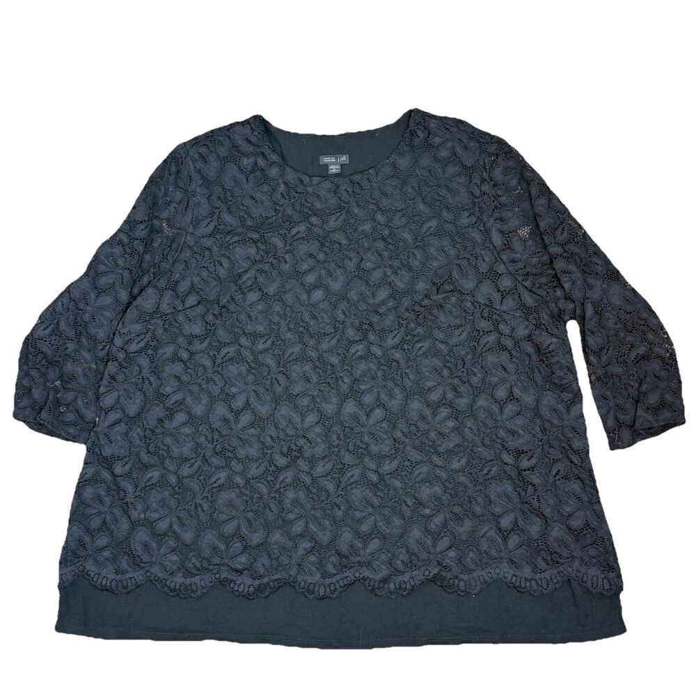 J.Jill Wearever Collection Black Lace 3/4 Sleeve Blouse Tunic Women’s Sz 3X